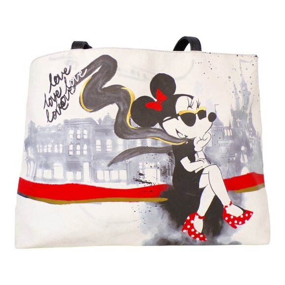 Disney Handbags - DISNEY LOVE LOVE LOVE MINNIE MOUSE LEATHER TOTE BAG EUC #1013